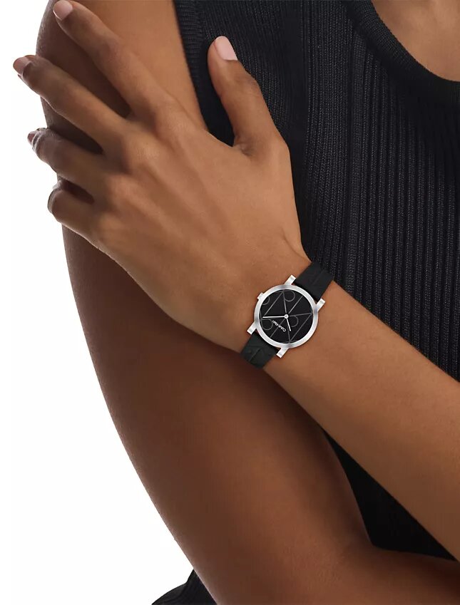 Allover Emblem Dial Leather Strap Watch Allover Emblem Dial Leather Strap Watch