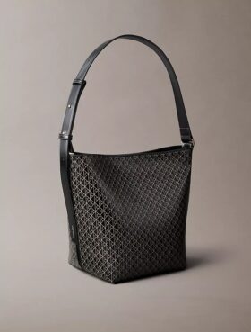 Allover Emblem Logo Bucket Bag with Pouch