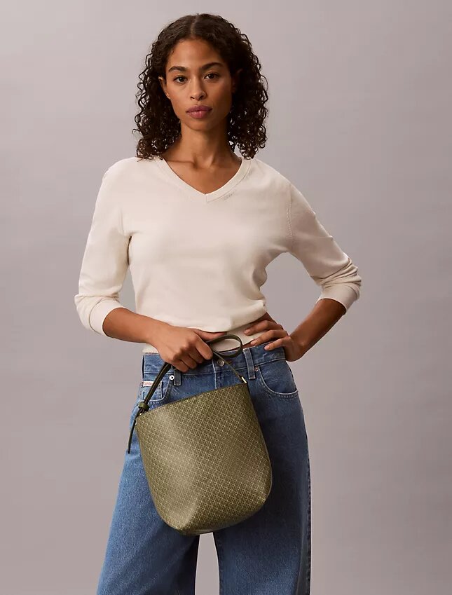 Allover Emblem Logo Bucket Bag with Pouch Allover Emblem Logo Bucket Bag with Pouch