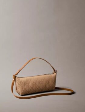 Allover Emblem Logo Canvas Shoulder Bag