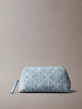 Allover Emblem Logo Denim Beauty Case