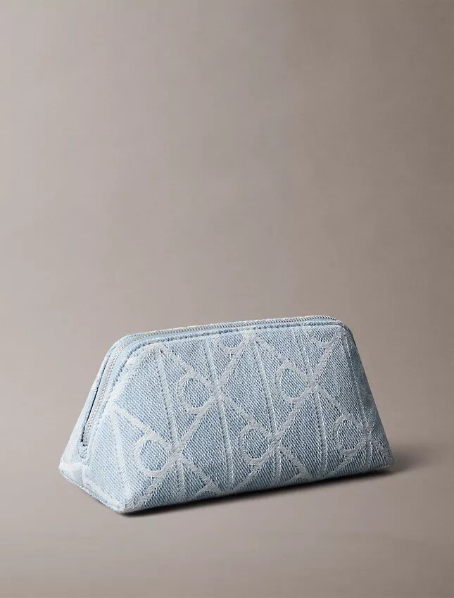 Allover Emblem Logo Denim Beauty Case Allover Emblem Logo Denim Beauty Case