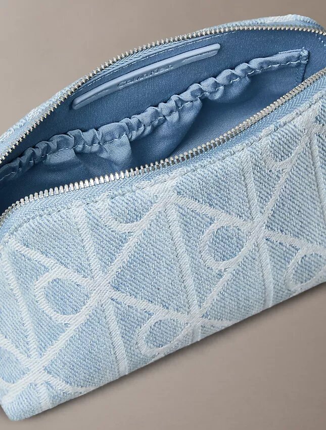 Allover Emblem Logo Denim Beauty Case Allover Emblem Logo Denim Beauty Case