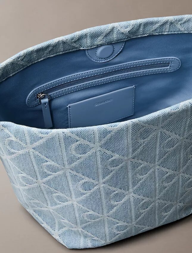 Allover Emblem Logo Denim Bucket Bag Allover Emblem Logo Denim Bucket Bag