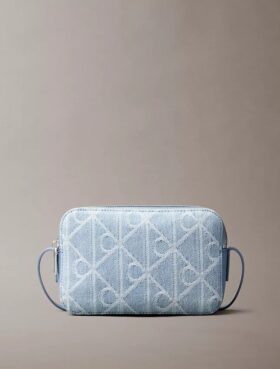 Allover Emblem Logo Denim Camera Bag