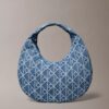 Allover Emblem Logo Denim Hobo Bag Allover Emblem Logo Denim Hobo Bag
