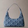 Allover Emblem Logo Denim Shoulder Bag Allover Emblem Logo Denim Shoulder Bag