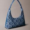 Allover Emblem Logo Denim Shoulder Bag Allover Emblem Logo Denim Shoulder Bag