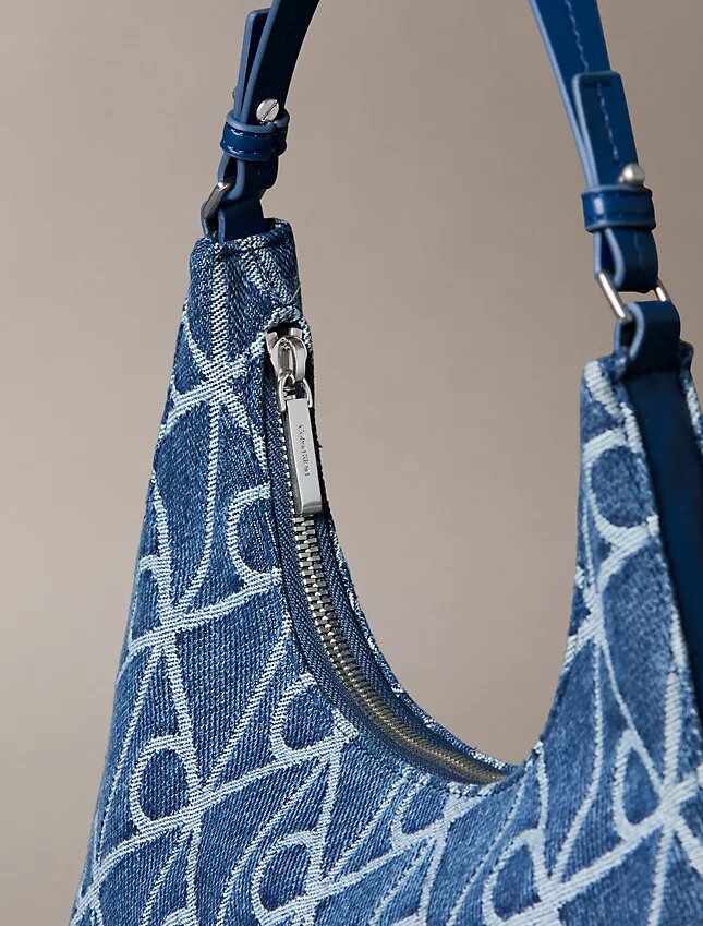 Allover Emblem Logo Denim Shoulder Bag Allover Emblem Logo Denim Shoulder Bag