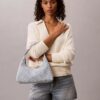 Allover Emblem Logo Denim Shoulder Bag Allover Emblem Logo Denim Shoulder Bag
