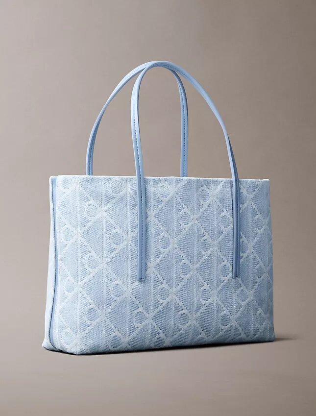 Allover Emblem Logo Denim Small Tote Bag Allover Emblem Logo Denim Small Tote Bag