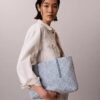 Allover Emblem Logo Denim Small Tote Bag Allover Emblem Logo Denim Small Tote Bag