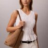 Allover Emblem Logo Jacquard Bucket Bag with Pouch Allover Emblem Logo Jacquard Bucket Bag with Pouch