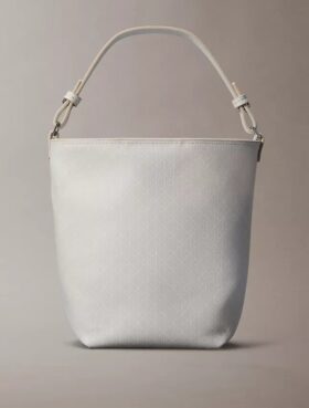 Allover Emblem Logo Small Bucket Bag with Pouch