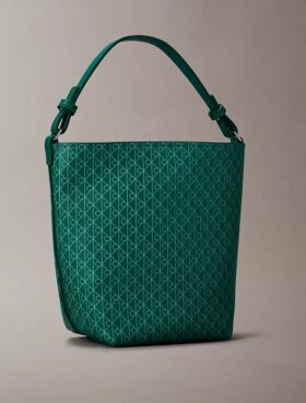 Allover Emblem Logo Small Bucket Bag with Pouch