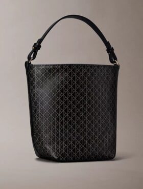 Allover Emblem Logo Small Bucket Bag with Pouch