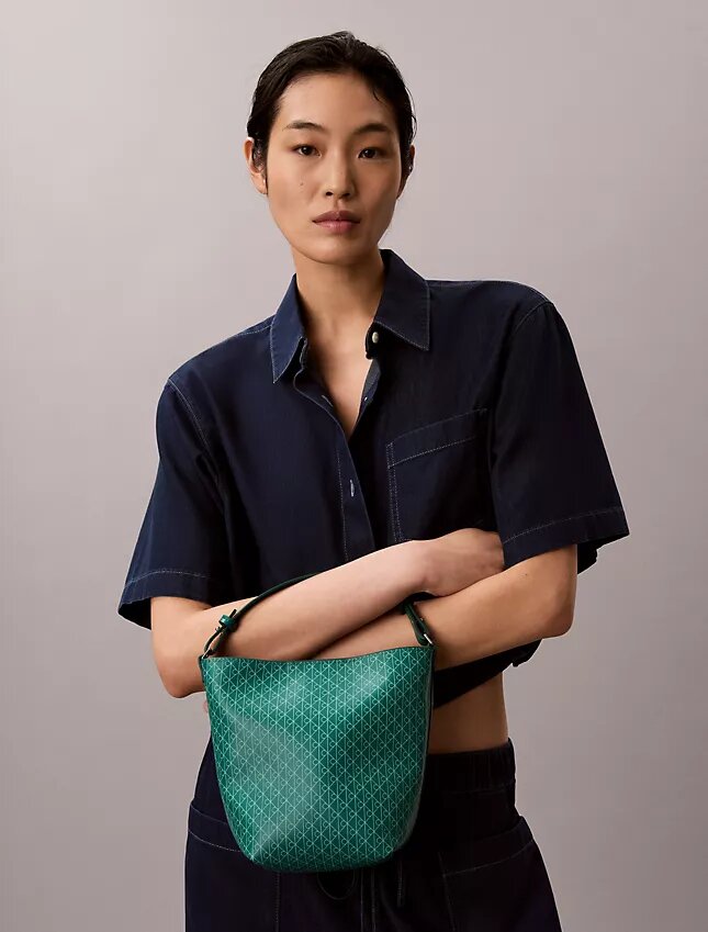 Allover Emblem Logo Small Bucket Bag with Pouch Allover Emblem Logo Small Bucket Bag with Pouch