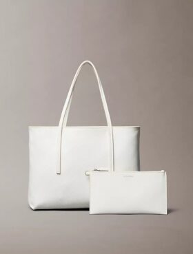 Allover Emblem Logo Small Tote Bag with Pouch