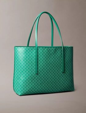 Allover Emblem Logo Small Tote Bag with Pouch