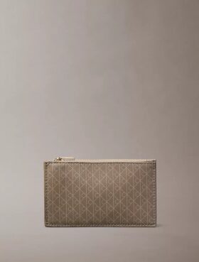Allover Emblem Logo Top Zip Card Case