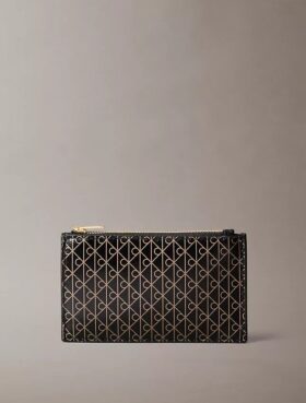 Allover Emblem Logo Top Zip Card Case