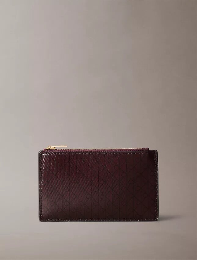 Allover Emblem Logo Top Zip Card Case Allover Emblem Logo Top Zip Card Case
