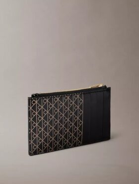 Allover Emblem Logo Top Zip Card Case