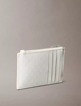 Allover Emblem Logo Top Zip Card Case