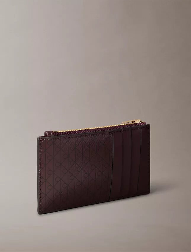 Allover Emblem Logo Top Zip Card Case Allover Emblem Logo Top Zip Card Case