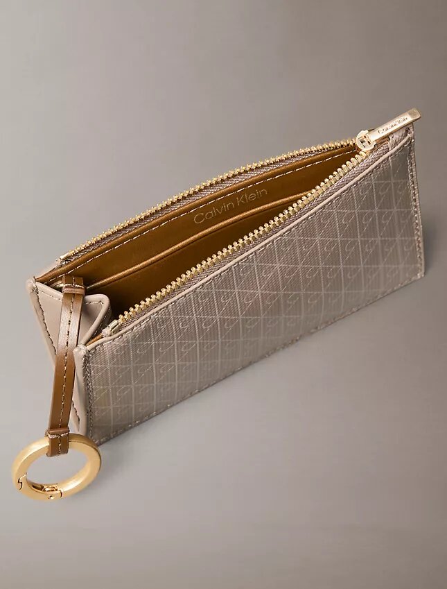 Allover Emblem Logo Top Zip Card Case Allover Emblem Logo Top Zip Card Case