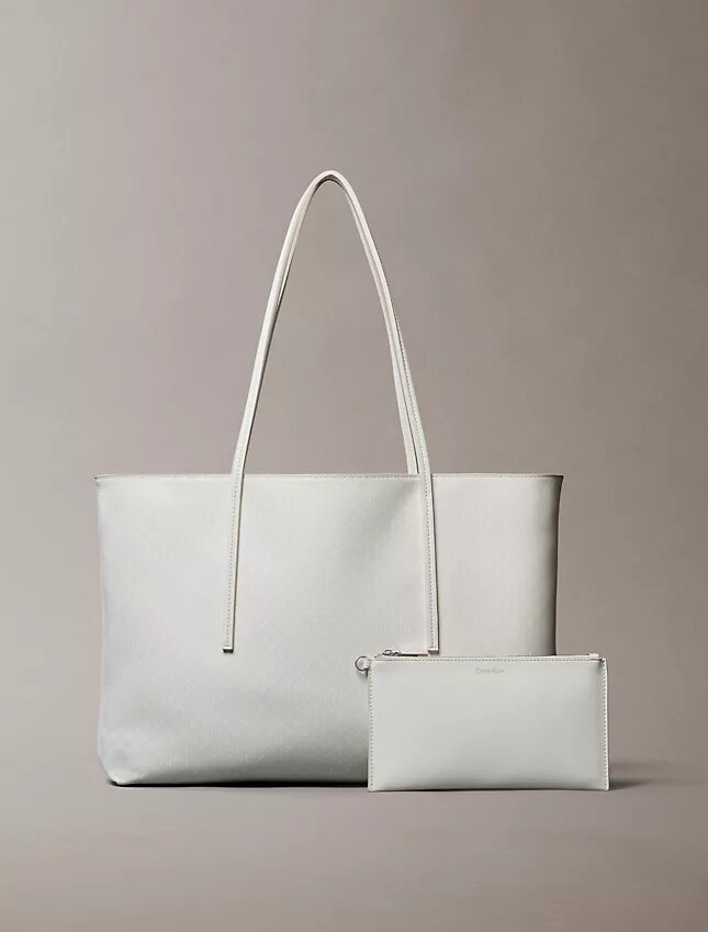 Allover Emblem Logo Tote Bag with Pouch Allover Emblem Logo Tote Bag with Pouch