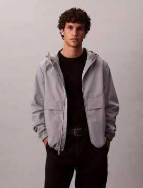 Allover Emblem Logo Windbreaker Jacket