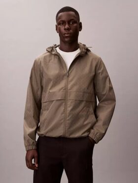 Allover Emblem Logo Windbreaker Jacket