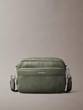 Allover Embossed Emblem Logo Camera Bag
