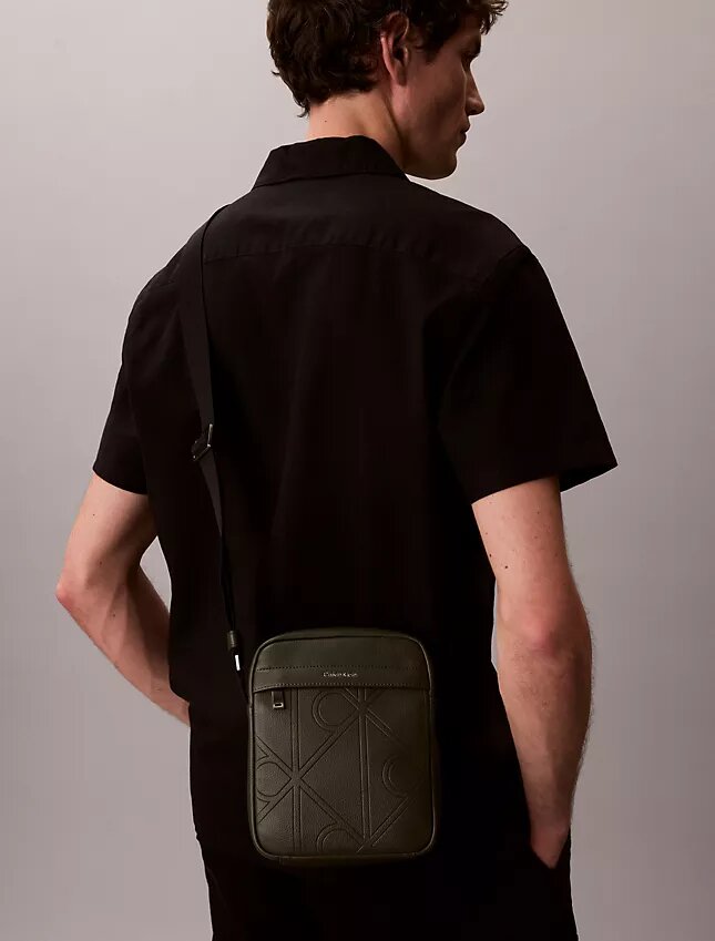 Allover Embossed Emblem Logo Reporter Bag Allover Embossed Emblem Logo Reporter Bag