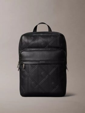 Allover Embossed Emblem Logo Round Backpack Allover Embossed Emblem Logo Round Backpack