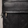 Allover Embossed Emblem Logo Round Backpack