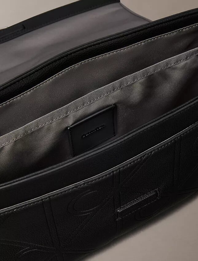 Allover Embossed Emblem Messenger Bag Allover Embossed Emblem Messenger Bag
