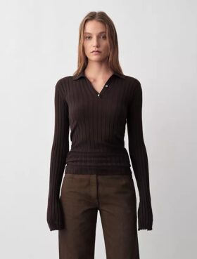 Amber Ribbed Polo Sweater