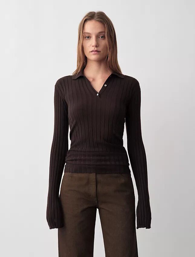 Amber Ribbed Polo Sweater Amber Ribbed Polo Sweater
