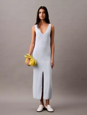 Boucle Rib Sleeveless Midi Dress
