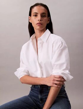 Boxy Cropped Button-Down Shirt