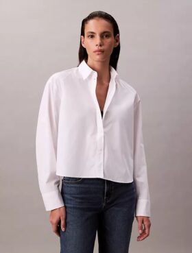 Boxy Cropped Button-Down Shirt