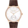 Brushed Dial Leather Strap Watch