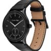 Brushed Dial Leather Strap Watch