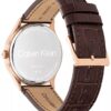 Brushed Dial Leather Strap Watch