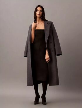 Brushed Wool Blend Strapless Dress
