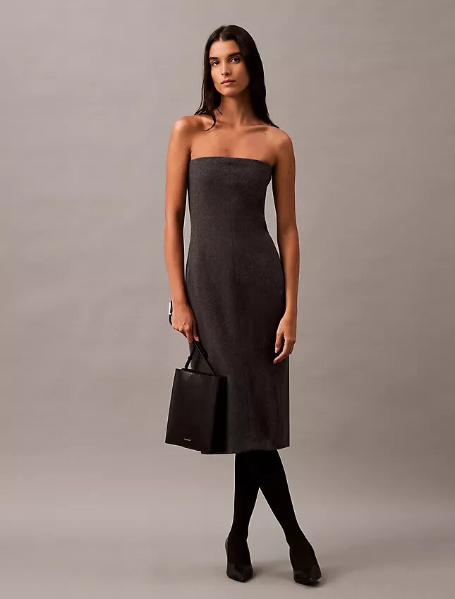 Brushed Wool Blend Strapless Dress Brushed Wool Blend Strapless Dress