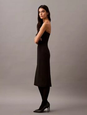 Brushed Wool Blend Strapless Dress