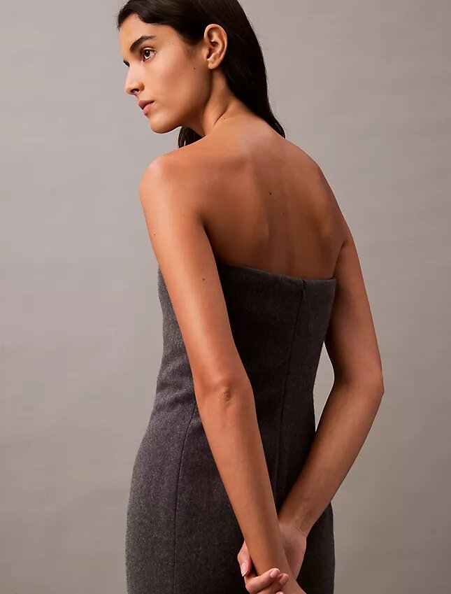 Brushed Wool Blend Strapless Dress Brushed Wool Blend Strapless Dress